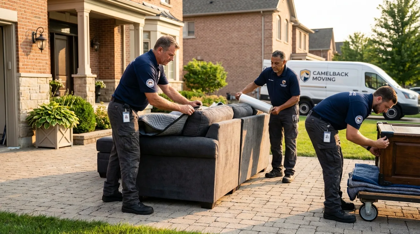 Large estate moving crew wrapping furniture in Hebron, OH